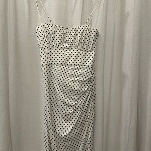 Zara Cream/White and Black Polka Dot Dress